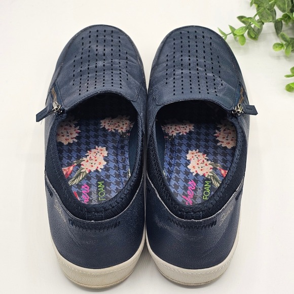 Skechers Slip On Comfort Shoes Women's 9 Memory Foam Perforated Navy Blue - Picture 5 of 9